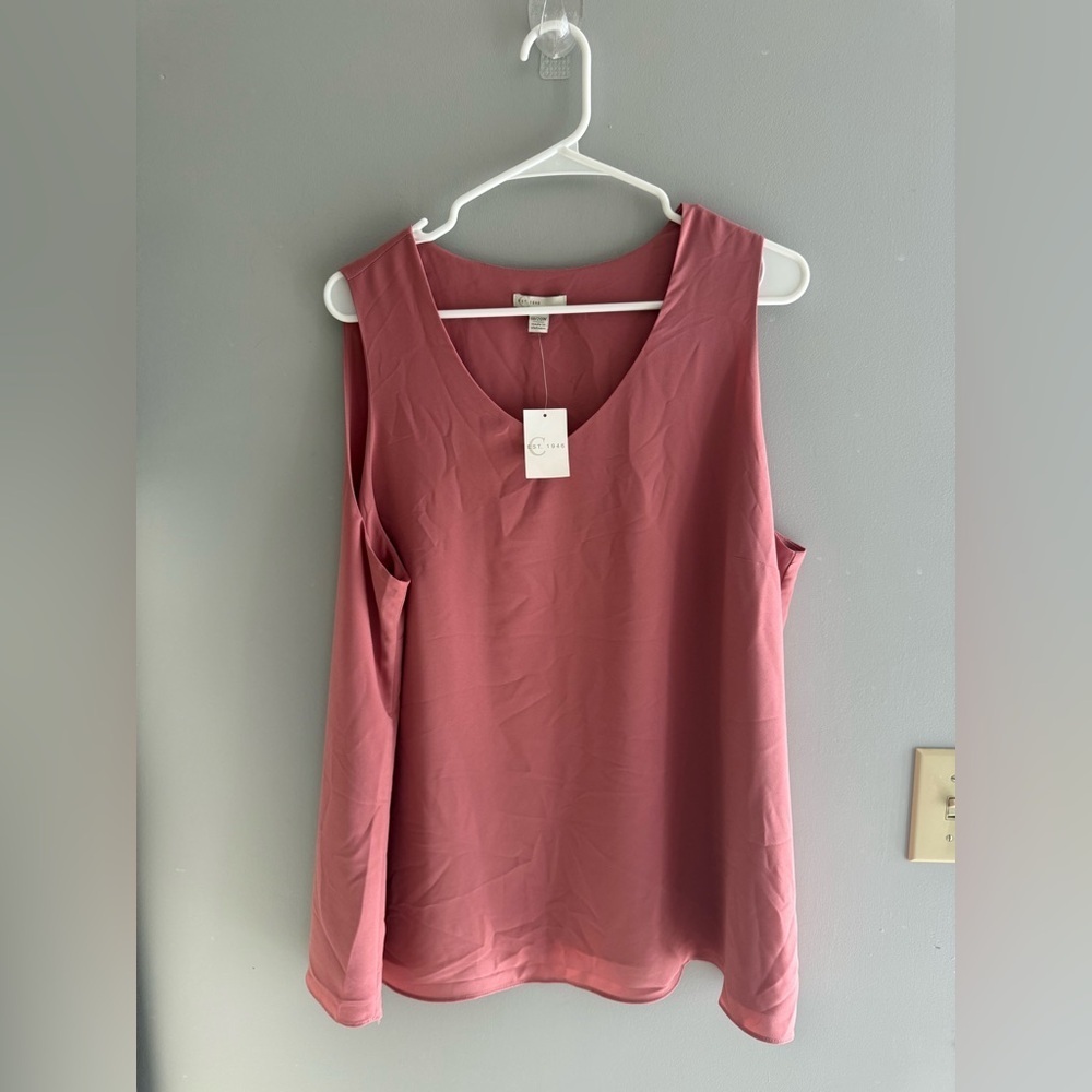 C EST. 1946 Womans Tank Top Blouse SZ 18/20w Dusty Rose Chiffon Professional New